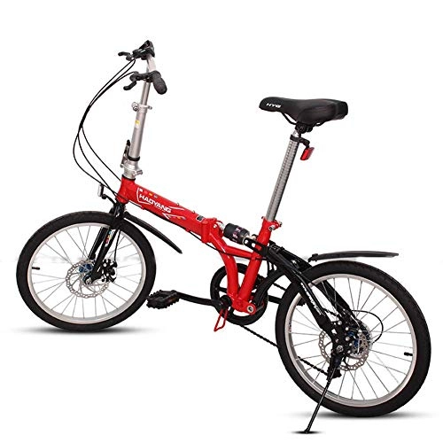 Vélos pliant : BCX Vélos pliants unisexes pour adultes, vélo pliable en acier à haute teneur en carbone à 6 vitesses de 20 ', vélo de ville pliable à double frein à disque portable léger, rose, rouge