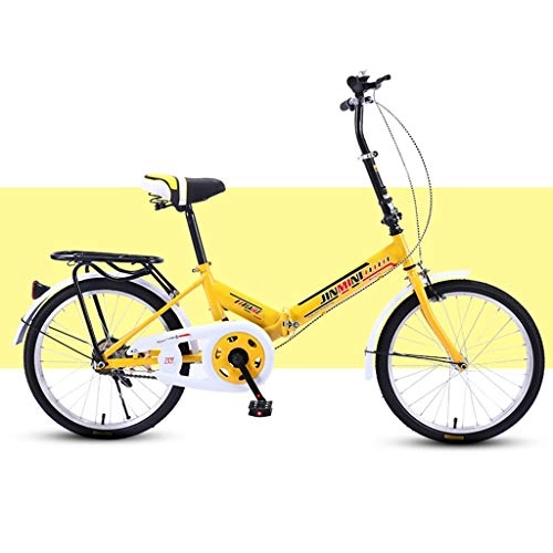 Vélos pliant : BIKESJN Vélo Pliant Bicyclette for vélo Adulte Absorbant Les Chocs 20 Pouces Étudiant Adulte Simple Vitesse Variable Vélo Léger Vélo ( Color : Yellow , Size : Single Speed )