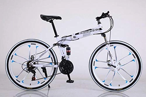 Vélos pliant : BLTR Pratique Vélo de Montagne Ultra-léger Pliable 4 Variables Vitesse Double Frein Pliant vélo for Homme et Femmes vélo Adulte Haute qualité (Color : White 10 Blade, Size : 30)