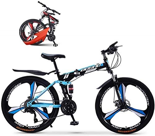 Vélos pliant : BUK Vélo Adulte Unisexe, Vélo de Montagne Adulte Pliable Absorbant Les Chocs 20 Pouces vélo de Ville Pliant léger Cadre en Acier Double Frein à Disque vélo-Bleu