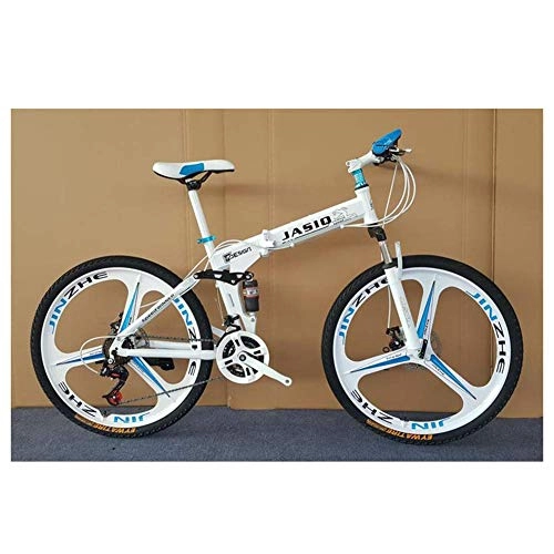 Vélos pliant : BXU-BG Sports de Plein air à Double Suspension VTT, 26" Full Suspension en Alliage d'aluminium Vélo de Montagne 21 Vitesse vélo Pliant (Color : White)