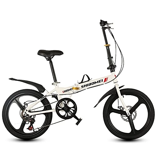 Vélos pliant : CADZ Vélo De Montagne À Vitesse Pliante De 20 Pouces - Voiture Adulte pour Étudiant, Voiture Pliante, Hommes Et Femmes, Vélo De Vitesse Pliable, Vélo D'amortissement (Noir, Blanc)