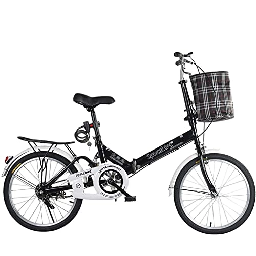 Vélos pliant : CCLLA Vélos de Montagne Vélo Pliant Portable de 20 Pouces Homme Femme Adulte Lady City Commuter Vélo de Sport en Plein air avec Panier, Noir