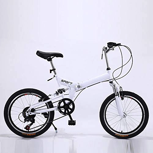 Vélos pliant : CEALEONE Bike-to-Go vélo Pliant - 20" Roue, Suspension hydraulique Amortisseur arrière, pédales Pliables, en Alliage d'aluminium Cadre de vélo, Blanc