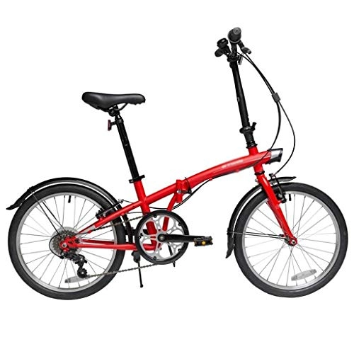 Vélos pliant : Changement de vélo ultra-léger portable petite vitesse hommes légers et les femmes de 20 pouces vélo pliant 6 vitesses V frein haute bicyclette cadre en acier au carbone ( Color : Red , Size : 20in )