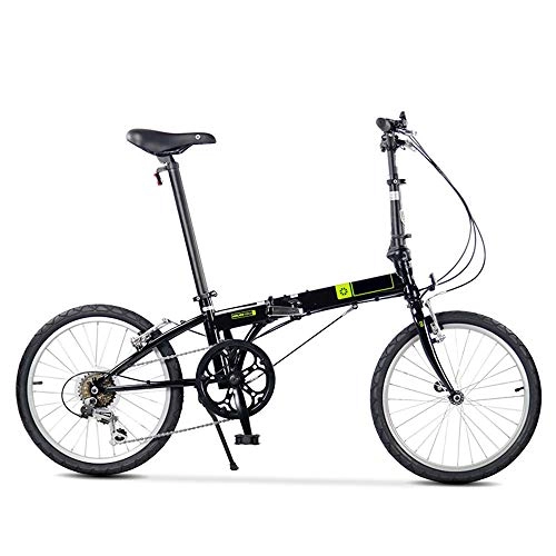 Vélos pliant : CHEZI Folding bikeVélo Pliant Avant et arrière en V avec Frein Vélo Portable pour Adulte, Noir, 20 Pouces, 6 Vitesses