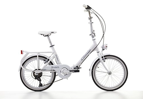 Vélos pliant : Cicli Cinzia Citybike Sixtie's Vélo Pliable pour Adulte 6 Vitesses Revo Shift Freins V-Brake Aluminium Unisexe Blanc Roues 20 Pouces