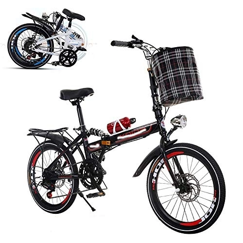 Vélos pliant : COTBY Vélo Pliant pour Adulte, vélo Portable à Vitesse Variable de 26 Pouces, Amortissement des Chocs Avant et arrière, Double Freins à Disque, Cadre renforcé, pneus antidérapants (Rouge)