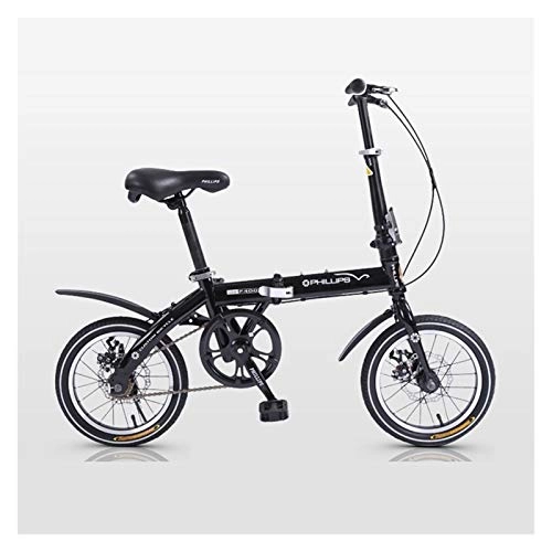 Vélos pliant : CYSHAKE CASA Vélo Pliant Portable Confort vélos, vélos, Trajets Style Adulte vélo de Ville Mini vélos Haut Chargement Bearing14 Pouces Con guardabarros (Color : Black)
