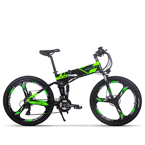 Vélos pliant : cysum vélo électrique RT860 36V 12.8A Batterie au Lithium vélo Pliant VTT 17 * 26 Pouces vélo électrique Intelligent (Vert-Noir)