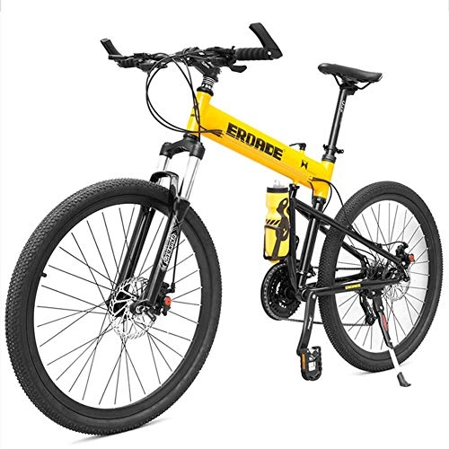 Vélos pliant : DJYD Adulte Enfants Mountain Bikes, Aluminium Suspension Avant Cadre Hardtail VTT, Vélo de Montagne Pliant, siège réglable, Noir, 29 Pouces 30 Vitesse FDWFN (Color : Yellow, Size : 26 inch 27 Speed)