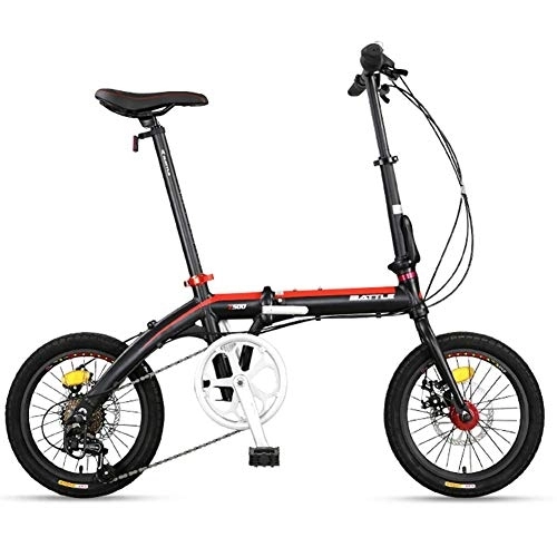 Vélos pliant : DJYD Adultes vélo Pliant, Pliable Compact de vélo, 16" 7 Vitesse Super Compact Poids léger Vélo Pliant, Cadre renforcé vélo de Banlieue, Jaune FDWFN (Color : Red)
