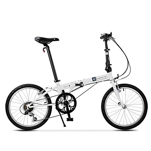 Vélos pliant : DJYD Vélos pliants, Adultes 20" 6 Vitesse Variable Vitesse Pliable vélo, siège réglable, Ville Pliant Portable léger vélo Vélo, Blanc FDWFN (Color : White)