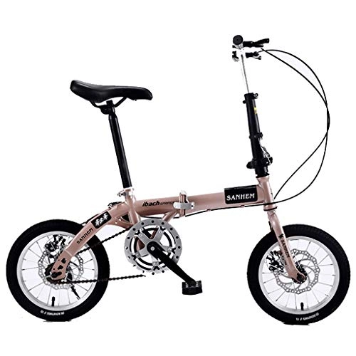 Vélos pliant : Duschkopf Vélo électrique Pliant Roue vélo Pliant Portable ultra-léger-14inch Adulte Enfant Femmes et Homme Sports de Plein air Vélo, Vitesse (Color : Champagne)