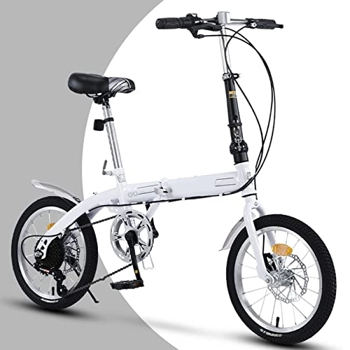 Vélos pliant : Dxcaicc Vélo Pliant Vélo Portable avec 6 Vitesses Réglable en Hauteur Facile à Plier Vélo de Ville pour Adultes Hommes et Femmes Adolescents, Blanc, 16 inch
