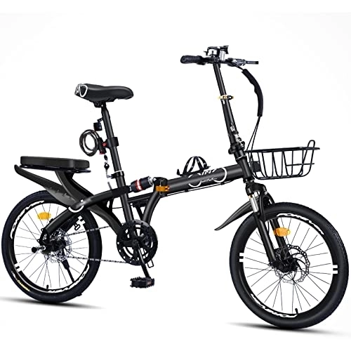 Vélos pliant : Dxcaicc Vélo Pliant Vélo Portable de 16 / 20 / 22 Pouces en Acier au Carbone, vélo Pliable Unisexe, Noir, 16 inch