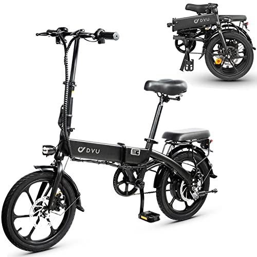 Vélos pliant : DYU Vélo Électrique Pliant, 16 Pouces , Smart E-Bike avec 3 Modes de Conduite, Pédalage Assisté, Hauteur Réglable, Portable Compact, Adulte Unisexe - A1F