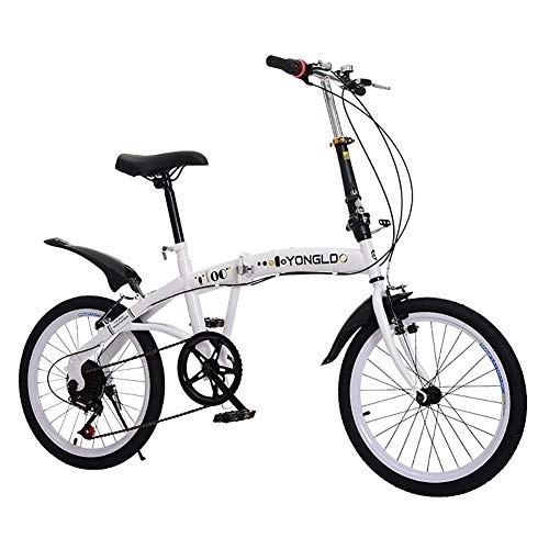 Vélos pliant : Extérieur Vélo Pliant pour Les Adultes, 7 Vitesses Léger Vélo De Ville Pliant, Portable Unisexe Vélos avec Frein V, Urban Commuter Blanc 18h