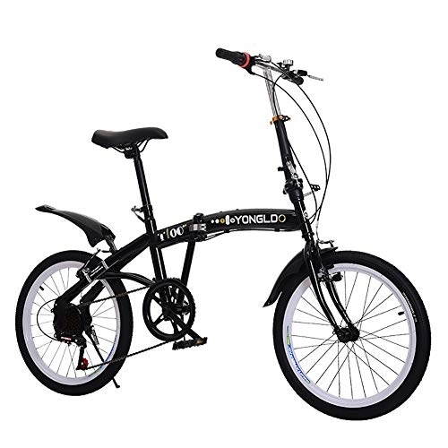 Vélos pliant : Extérieur Vélo Pliant pour Les Adultes, 7 Vitesses Léger Vélo De Ville Pliant, Portable Unisexe Vélos avec Frein V, Urban Commuter Noir 18h