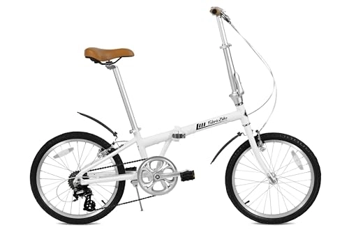 Vélos pliant : FabricBike Vélo Pliant, Cadre en Alliage, Mono-Vitesse, 3 Couleurs (Matte White 7 Speed W / Garde-Boue)