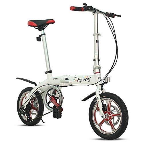 Vélos pliant : FANG 14" Micro - Vélo Pliante, Adulte Hommes Femmes Cadre en Aluminium Vélo Pliant, 6 Vitesses Vélo de Ville Pliant avec Double Frein à Disque, Blanc