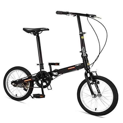 Vélos pliant : FANG 16" Vélo Pliant, Acier Haute Teneur en Carbone Léger Vélo Pliable, Mono-Vitesse Mini Bicyclette Pliable, Simple à Transporte, Noir