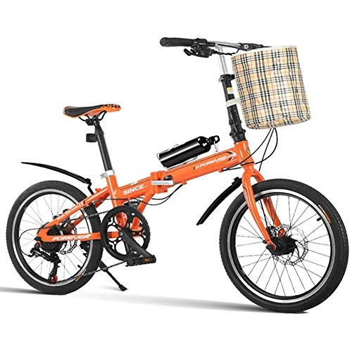Vélos pliant : FANG 20" Vélo Pliant, 7 Vitesses Ultra léger Simple à Transporte Micro - Vélo Pliante, Adulte Femmes Cadre en Alliage Vélo de Ville Pliant, Orange