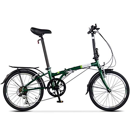 Vélos pliant : FANG 20" Vélo Pliant, Adulte 6 Vitesses Bicyclette Pliable, Acier Haute Teneur en Carbone, Vélo de Ville Pliant avec Porte Bagages, Vert