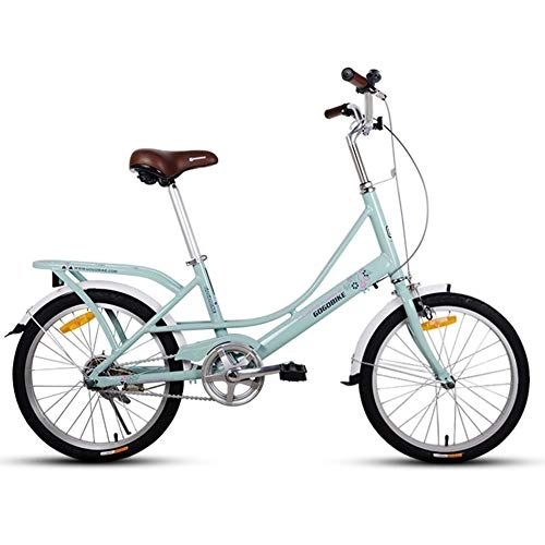 Vélos pliant : FANG Adulte 20" Vélo Pliant, Léger Micro - Vélo Pliante avec Porte Bagages, Mono-Vitesse Cadre en Aluminium Vélo de Ville Pliant, Light Green