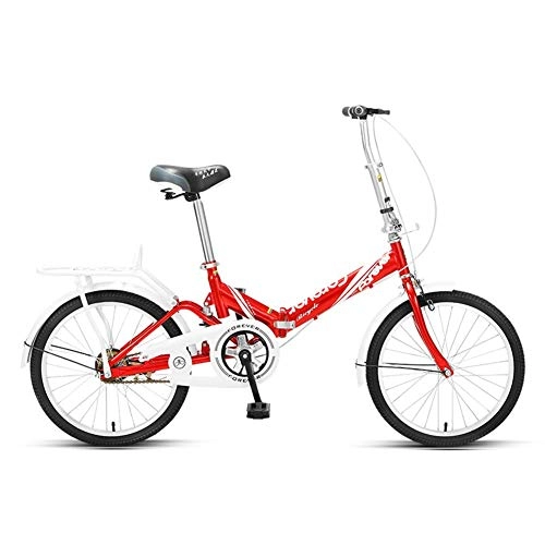 Vélos pliant : FANG Femmes Vélo Pliant, Adulte Ultra léger Micro - Vélo Pliante, Acier Haute Teneur en Carbone, Mono-Vitesse Vélo de Ville Pliant, Rouge, 20 inches