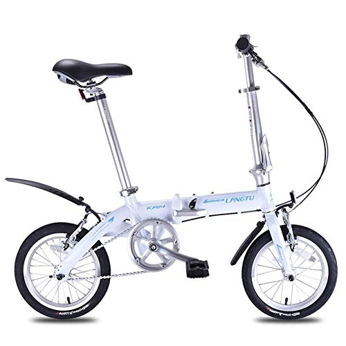 Vélos pliant : FANG Micro - Vélo Pliante, Adulte Étudiant 14" Cadre en Aluminium Vélo Pliant, Simple à Transporte Vélo de Ville Pliant avec d'un Garde Boue, Blanc