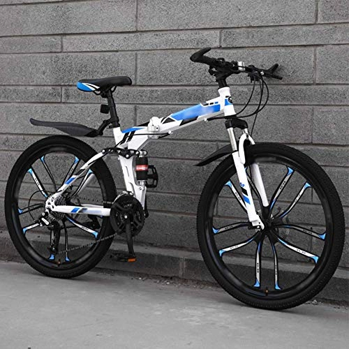 Vélos pliant : FBDGNG VTT pliant 27 vitesses, double frein à disque, vélo à suspension complète, vélo tout-terrain 26 pouces à vitesse variable pour homme et femme