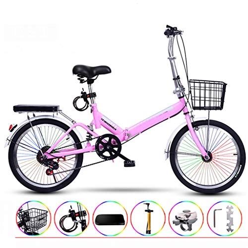 Vélos pliant : Feiteng Ultraléger vélo Pliant Portable pour Adultes avec Autoventilation 20 Pouces Couleur Encrypted Bar Varlable Vitesse, Rose