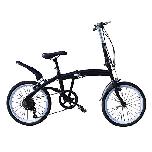 Vélos pliant : Folding Vélo pliant 20 pouces en acier au carbone VTT pliable 7 vitesses Charge 90 kg Double frein V Noir