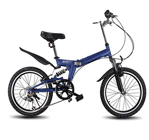Vélos pliant : Gaoyanhang 20inch Pliage VTT, Double Freins Avant et arrière, des Roues élargies 6 Variables Bicyclette de Vitesse (Color : Blue)