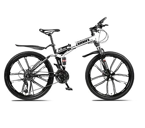 Vélos pliant : Gaoyanhang 21 / 30 VTT à Vitesse Variable 24 et 26 Pouces vélo de Montagne de Pliage à Double Freins à Disque d'amortissement 10 Roue Couteau VTT (Color : Black, Size : 21 Speed 24 inch)