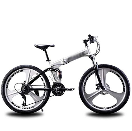 Vélos pliant : Gaoyanhang VTT Pliable, 26 Pouces Roue à Double Absorption des Chocs de Frein à Disque, Adulte 21 Vitesses Hors Route vélo (Color : White, Size : 27S)