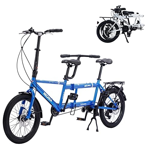 Vélos pliant : GOJLEX Vélo Tandem Pliable, 20 "City Tandem Folding Bicycle, 7-Speed Adjustable Cruiser Bike Vélo Pliant avec 3 sièges et Frein à Disque, CE FCC CCC