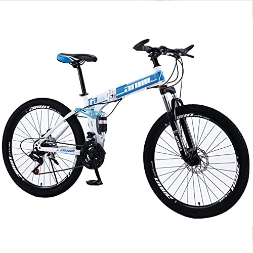 Vélos pliant : GREAT Vélo VTT, Vélos De Montagne Pliables 24 Pouces Roues 21 / 24 / 27 / 30 Vitesse Vélo Vélo Vélo Dual Disc Frein Bicyclette Hauts-Carbon Suspension Vélo De Montagne(Size:30 Speed, Color:Blue)