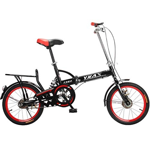 Vélos pliant : GWM Portable vélo Pliant Choc vélo Femmes et Man City Banlieue de vélos monovitesse, Rouge-Noir (Size : Medium Size)