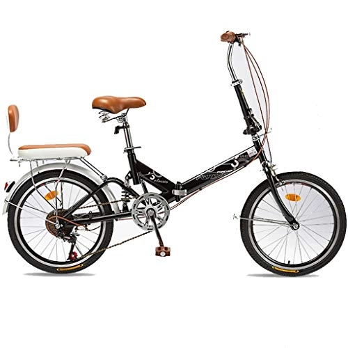 Vélos pliant : GWM Vélos pliants Portables, 20 Pouces Roue Lightweight vélo décontractés for Hommes Femmes, 6 Vitesses (Color : Black)