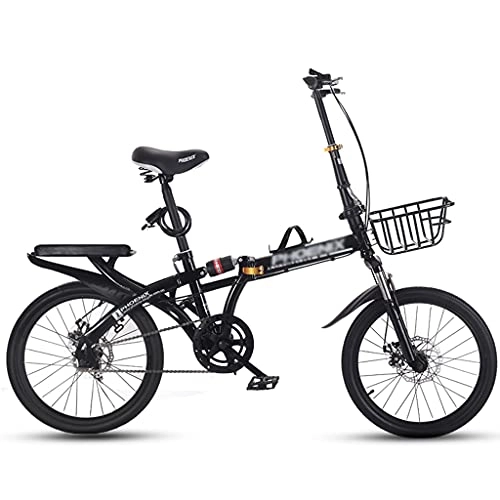 Vélos pliant : gxj 7 Vitesses Vélo Pliantes Vélo Compact Commuter City Freins à Double Disque Et Double Suspension Bicyclette Pliable pour Hommes Et Femmes Adolescents, Noir(Size:16 inch)