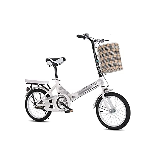 Vélos pliant : HESND zxc vélos pour adultes vélo pliable multifonction absorbant les chocs installation libre vélo adulte pour femmes et (couleur : blanc, taille : 16 pouces)