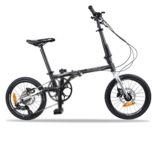 Vélos pliant : HESND Zxc Vélos pour adultes Vélo pliable à 9 vitesses Chrome Molybdène Frein à disque Vélo pliable 16 pouces 349 (couleur : noir, taille : 9)