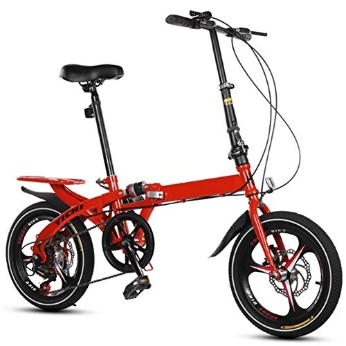Vélos pliant : HFJKD Adulte Mini vélos, 16inch vélo Pliant, vélo Pliant léger, Double Disque, Roue en Alliage d'aluminium, pour Les Personnes âgées Plus de 12 Ans, Rouge