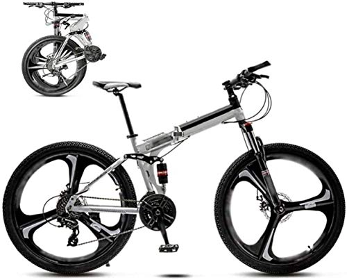 Vélos pliant : HJRBM Vélos VTT 24-26 Pouces, vélo de Banlieue Pliant Unisexe, vélo Pliable à 30 Vitesses, Double Frein à Disque / Blanc / Une roue / 26 '' 7-14 jianyou