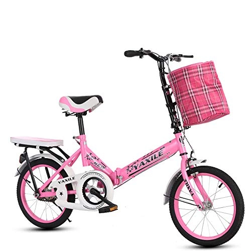 Vélos pliant : HJSM Vlo Pliable, Bicyclette Enfant, Vlo de Ville Enfant, Velo Pliable Leger, Vlo Pliant D'apartement, It is Used for Adult Children to Exercise Outdoor Sports, B3 Pink, 16 inches