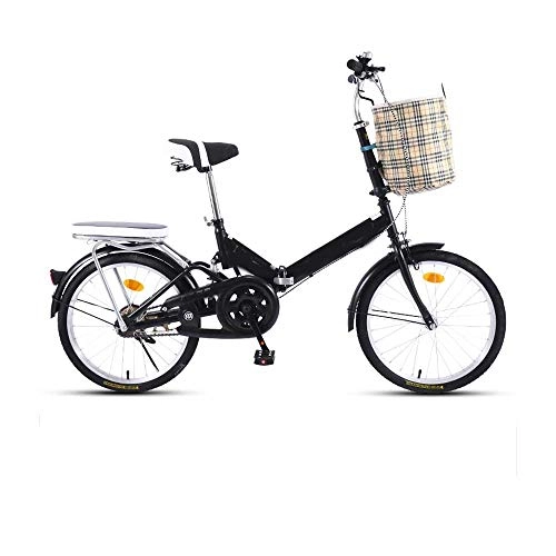 Vélos pliant : HLZY 16 Pouces vélo Pliant vélo à 7 Vitesses Banlieue Pliable vélo Pliant Compact de vélos Hommes Femmes Ville d'équitation avec Le Panier (Color : Black, Size : 16 inches)