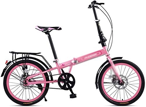 Vélos pliant : HLZY 20 Pouces Pliant Amortisseur Faire du vélo de Banlieue Pliable vélo Pliant Compact Outroad de vélos Hommes Femmes (Color : Pink, Size : 20 inches)