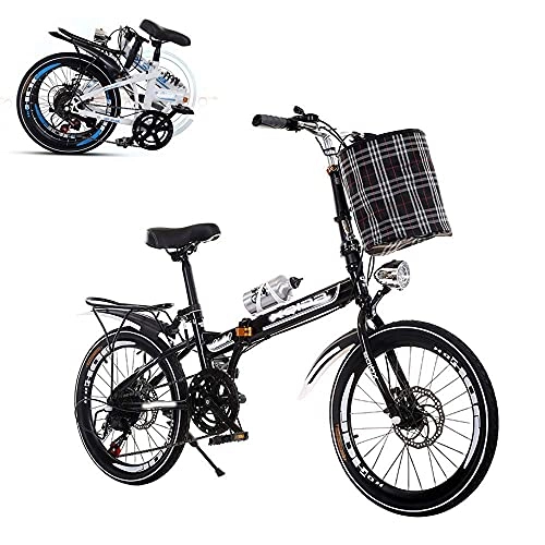 Vélos pliant : HUAQINEI Vélo Pliant pour Adulte, Mini-vélo Portable Ultra-léger pour étudiant de 20 Pouces à Vitesse Variable, Double Frein à Disque Avant et arrière Siège à 6 Vitesses réglable